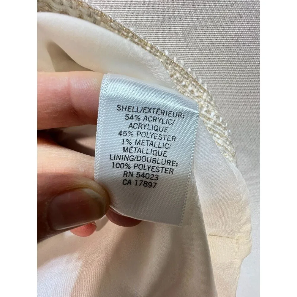 Banana Republic Women's Tweed Belted Sheath Dress Sleeveless Size 8 Light Beige - Picture 4 of 12